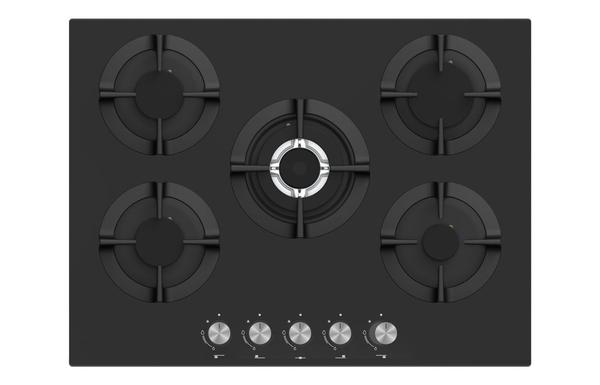 Prima PRGH226 70cm Gas on Glass Hob - Black Glass